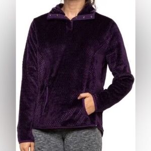 Eddie Bauer Pullover Kangaroo Pocket Sweater Top Size Small Deep Purple